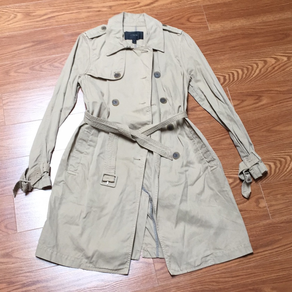 J.Crew womens 6 trench coat jacket beige cotton